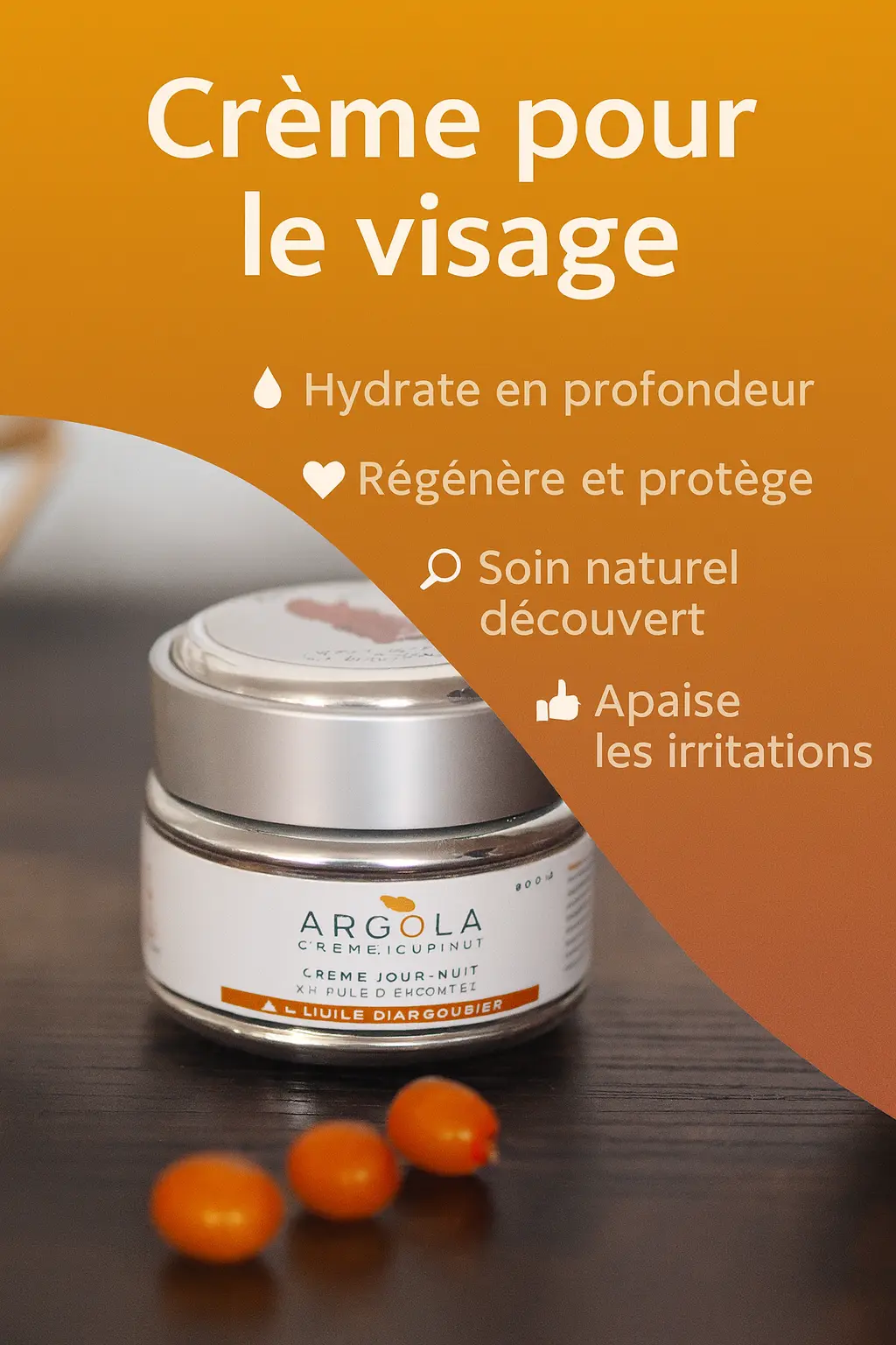 Crème jour nuit peau sensible Argola Cosmétique